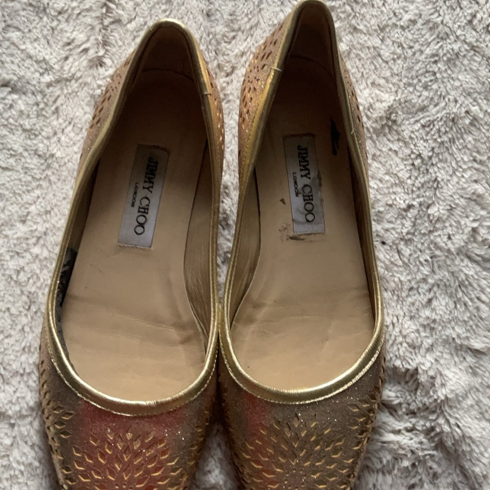 Jimmy Choo Gold Textured Flats❤️